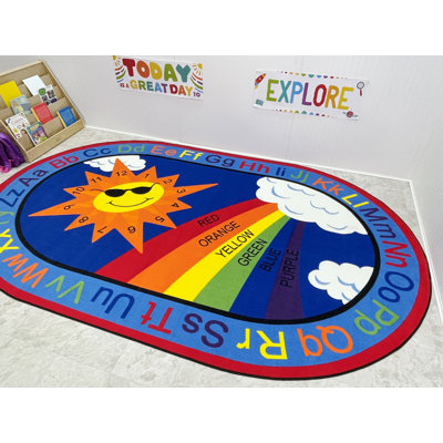 Tapis ovale 4 pi x 6 pi KidCarpet Sky's The Limit Classroom