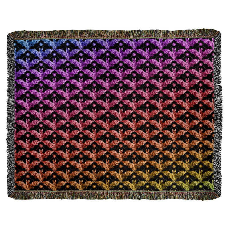 Couverture en coton tissé Katelyn Elizabeth, l 50 po x L 60 po, Rose, rouge et jaune