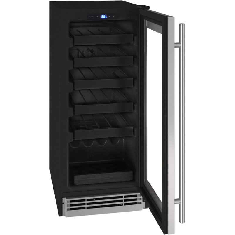 U-Line Single Zone 23.25'' 24 Bottle Wine Refrigerator with Reversible Door, Black