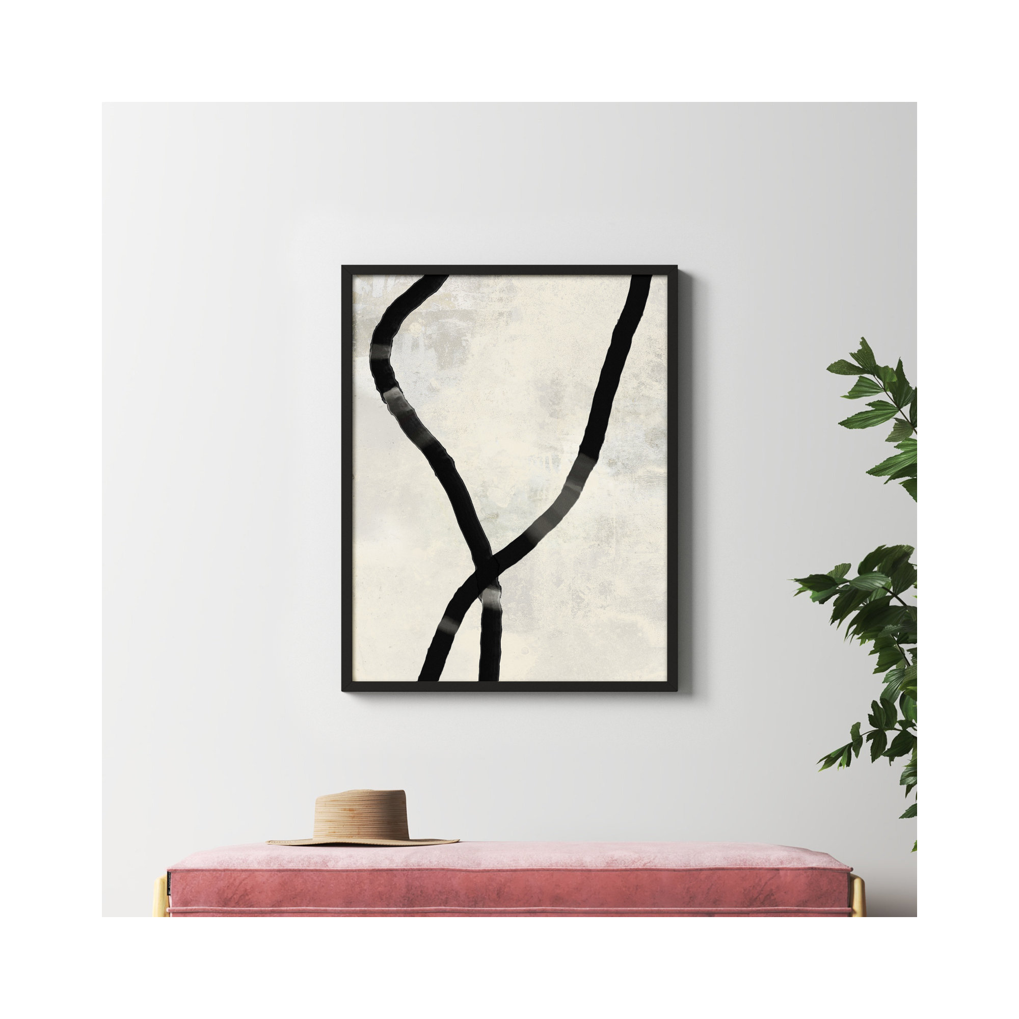 Black Rope 5 by Jacques Pilon, Black, 38" H x 30" W x 1.25" D