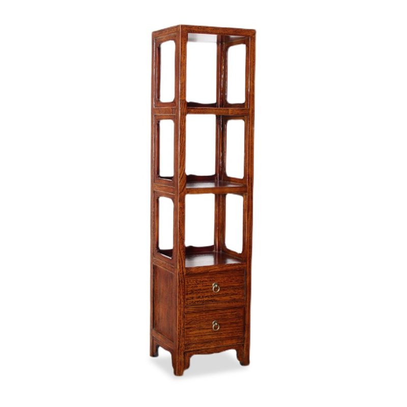 Bibliothèque ouverte traditionnelle en bois de style paulownia