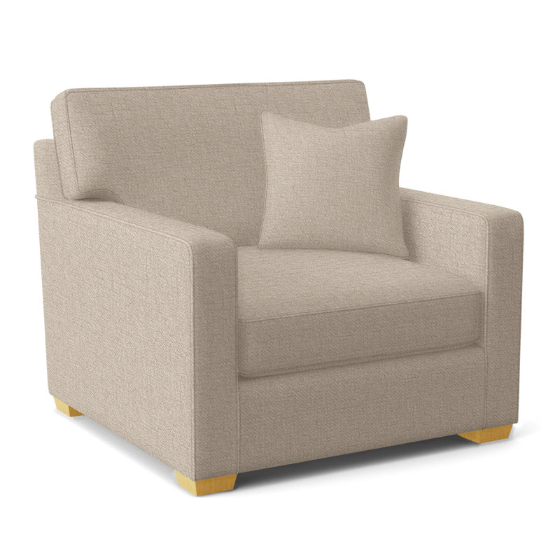 Gramercy Park Upholstered Accent Chair, Honey Finish, Eggshell Crypton Performance