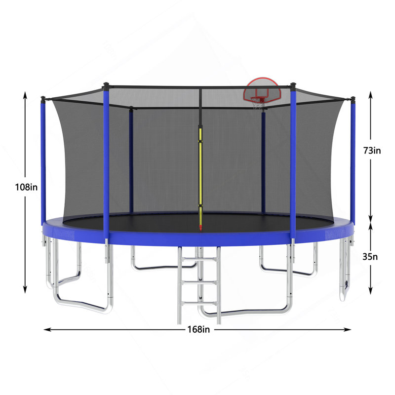 14 pi pour enfants avec filet de sécurité pour enclos extérieur pour grand trampoline, Bleu