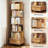 Bookshelf, 360° Rotating 6 Tier with Wheels &amp; Drawer, Space-Saving Walnut Brown for Home Office | Wood | MDF-385894572