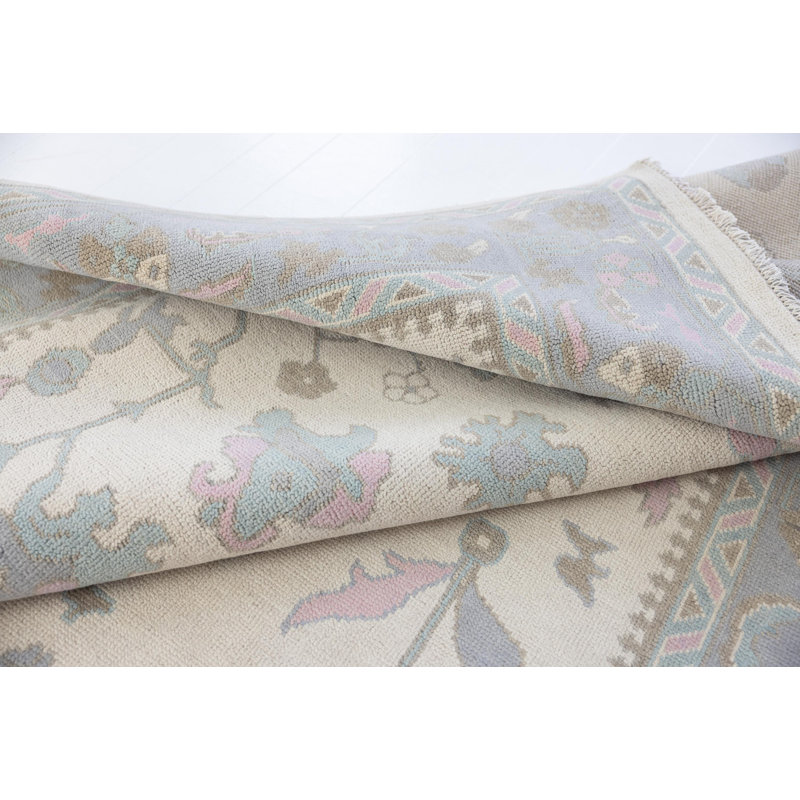 Ina Hand Knotted Wool Floral Area Rug, Rectangle 10' x 14'