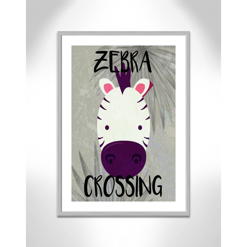 Zebra Crossing Paper Print, 34.5" H x 24.5" W x 1.18" D, Silver Box Framed