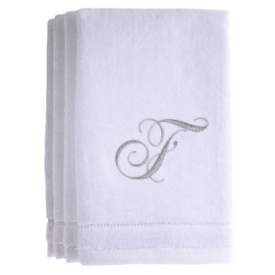 Monogrammed 4 Piece 100% Cotton Fingertip Towel Set