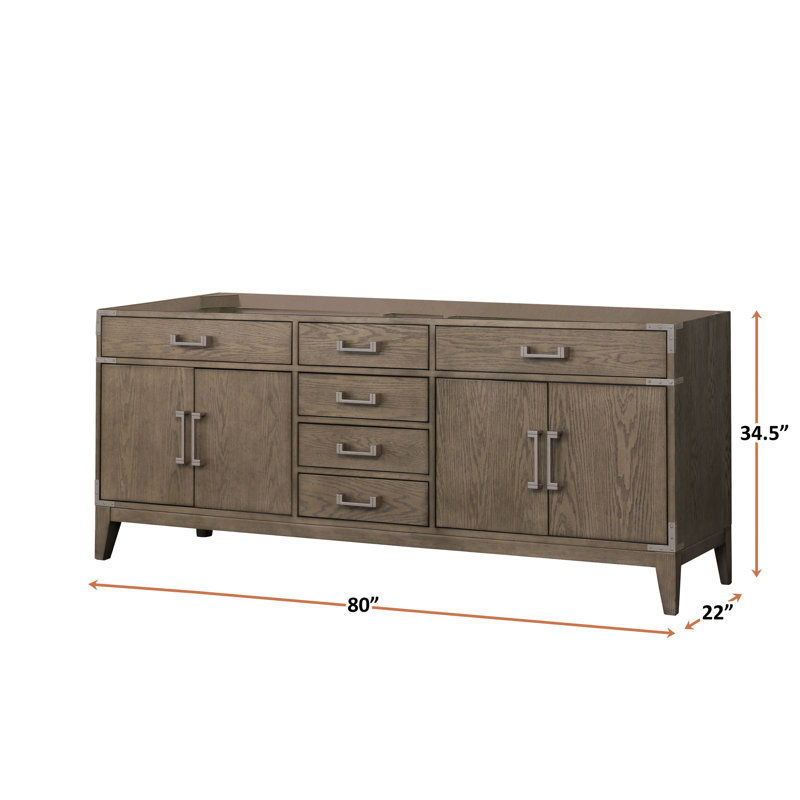 Grey Oak Double Bath Vanity 80 In. W X 22 In. D, Gray