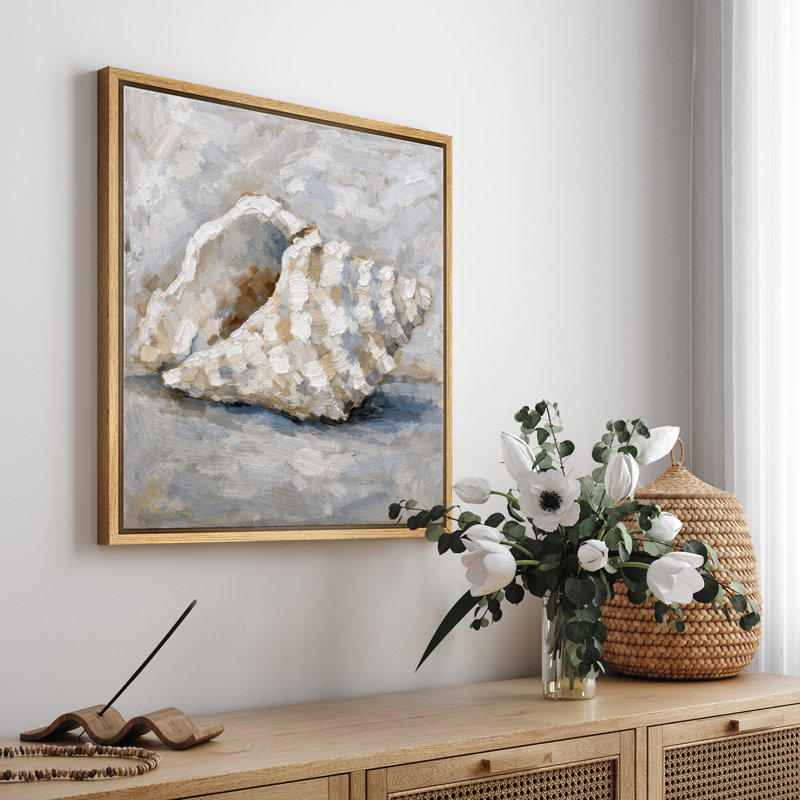 «Look Conch Shell», impression inspirée de l'océan rustique, impression sur toile encadrée, Cadre naturel