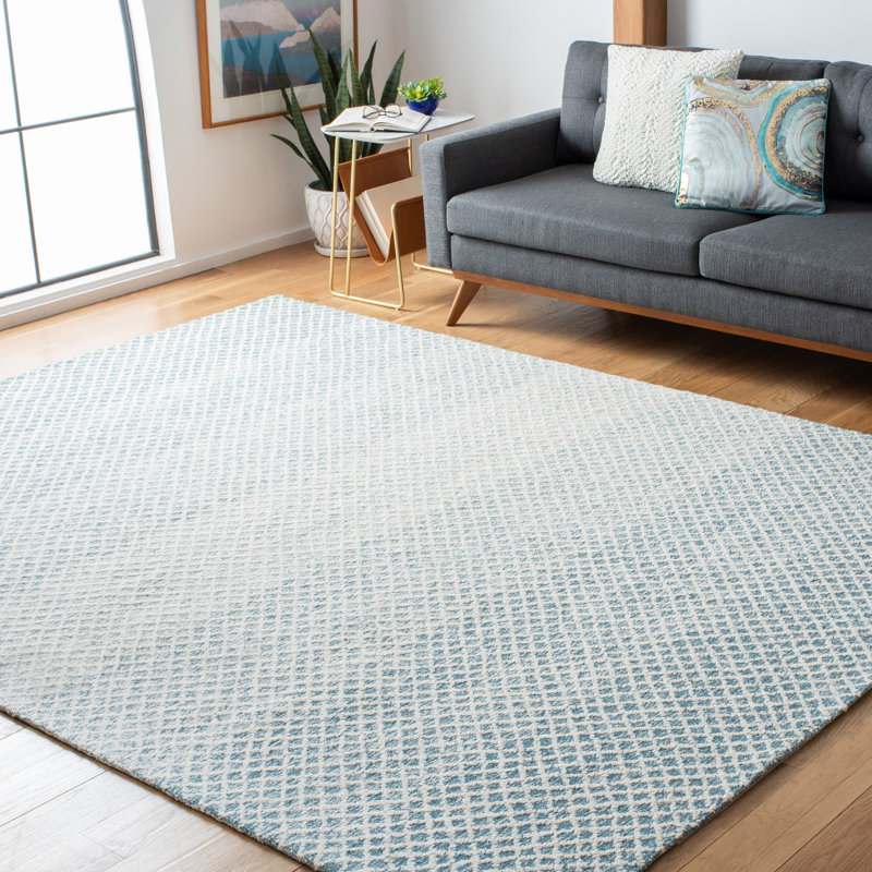 Tapis géométrique en laine et coton touffeté à la main Micro-Loop, Rectangle 4 pi x 6 pi