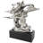 Gaiwan Ceramic Dolphin Decorative Silver Sculpture with Black Block Base