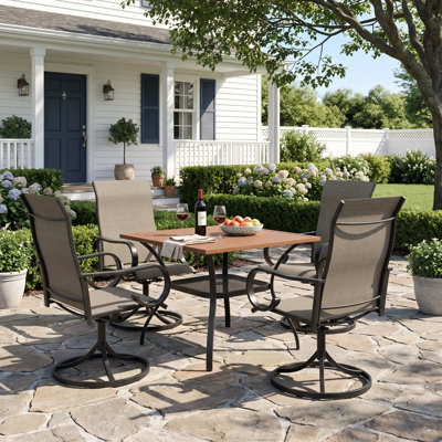 Ensemble repas d'extérieur carré pour 4 personnes avec chaises pivotantes Textline