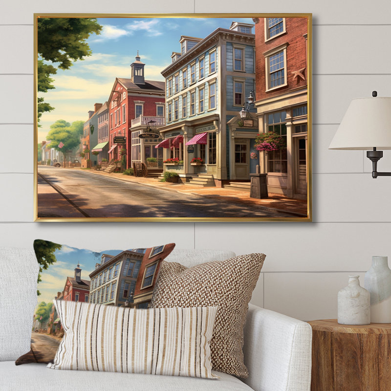 Connecticut's Village Charm, reproduction sur toile encadrée, Cadre flottant doré, H 12 po x l 20 po x P 1 po