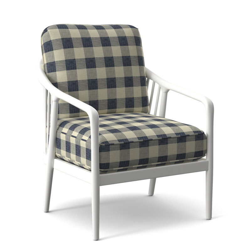 Fauteuil l 23 po Guinevere, Blanc givré, À gros carreaux bleus; 0120-61