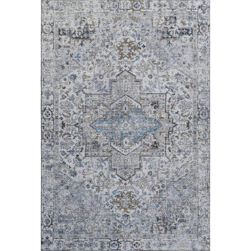 Premium Machine Washable Ponce AMF1767 Global Rug, Rectangle 10' x 14'