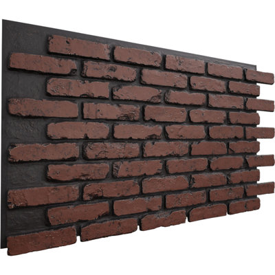 EverStone Aged Brick Faux Brick Panel, 46 7/8"W x 27"H x 1 1/4"D, Heath Color
