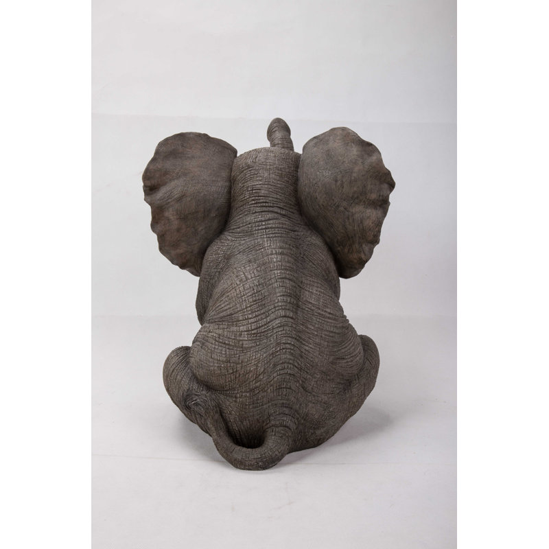 Gray Polyresin Sitting Elephant Baby Garden Statue