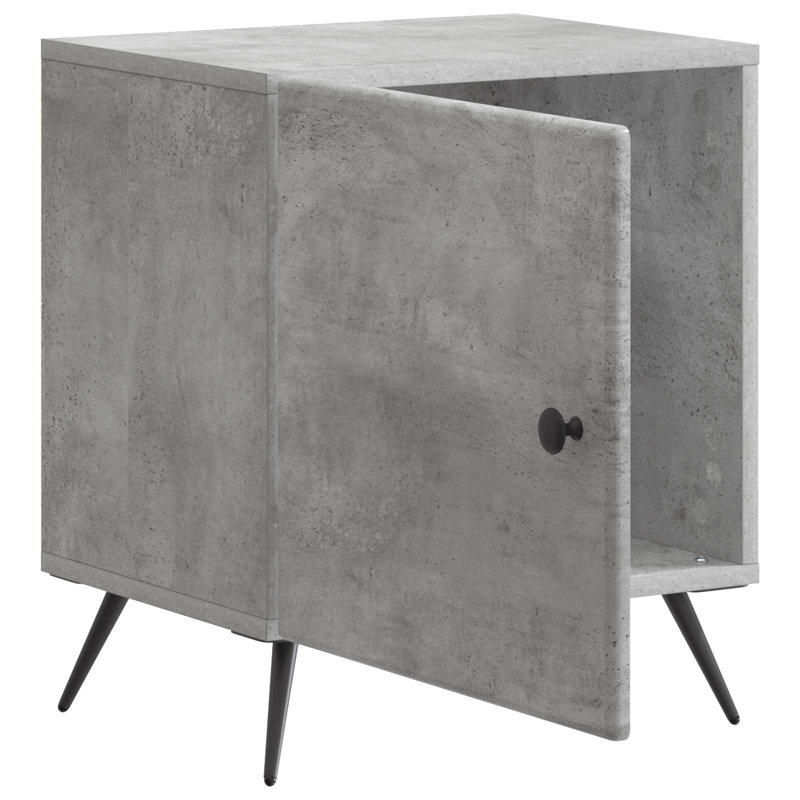 43cm W Manufactured Wood Bedside Table, Concrete Grey
