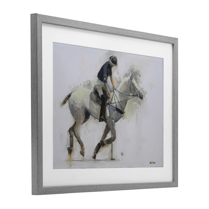 «Polo Rider in Motion», impression encadrée sous verre, conception de Jadei, H 17 po x l 21 po