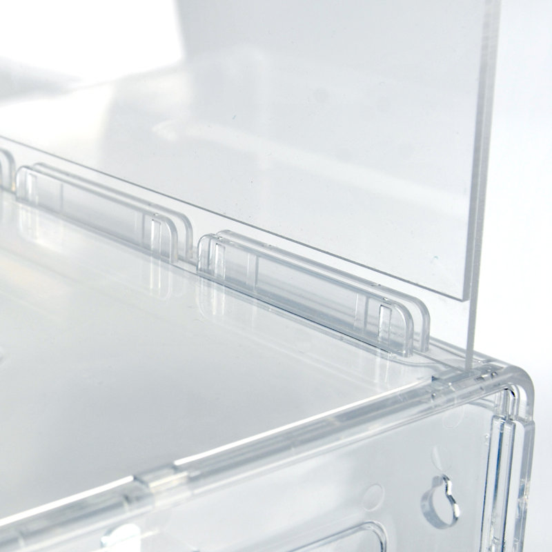 Extra Large Clear Lottery Box on Adjustable Pedestal Floor Stand w/ Pocket, Lock & Keys on Pedestal