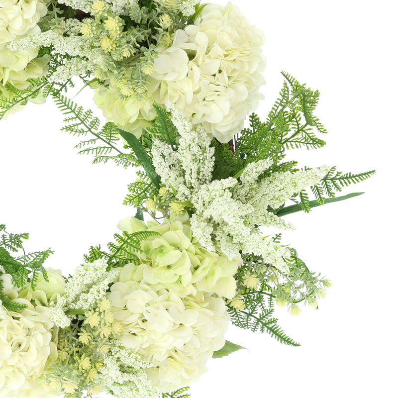 Spring Wreath with Hydrangeas, Heather and Ferns