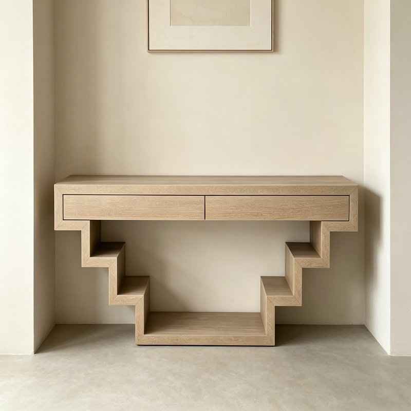Console Retro Minimalist Art Design, H 31,5 po x l 47,24 po x P 15,75 po, Bois naturel