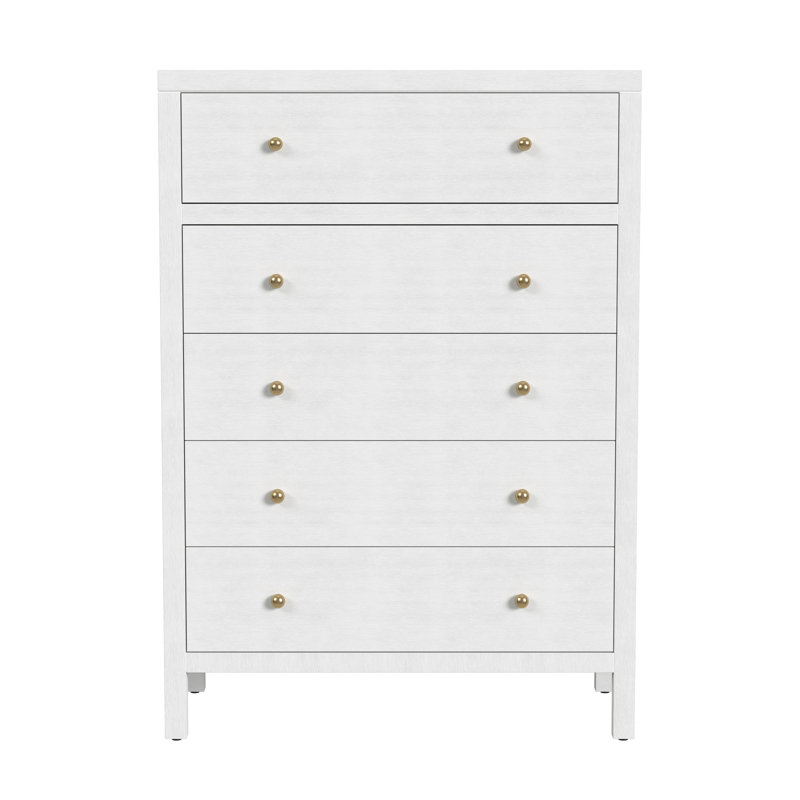 Celine 5-Drawer Dresser, Textured White