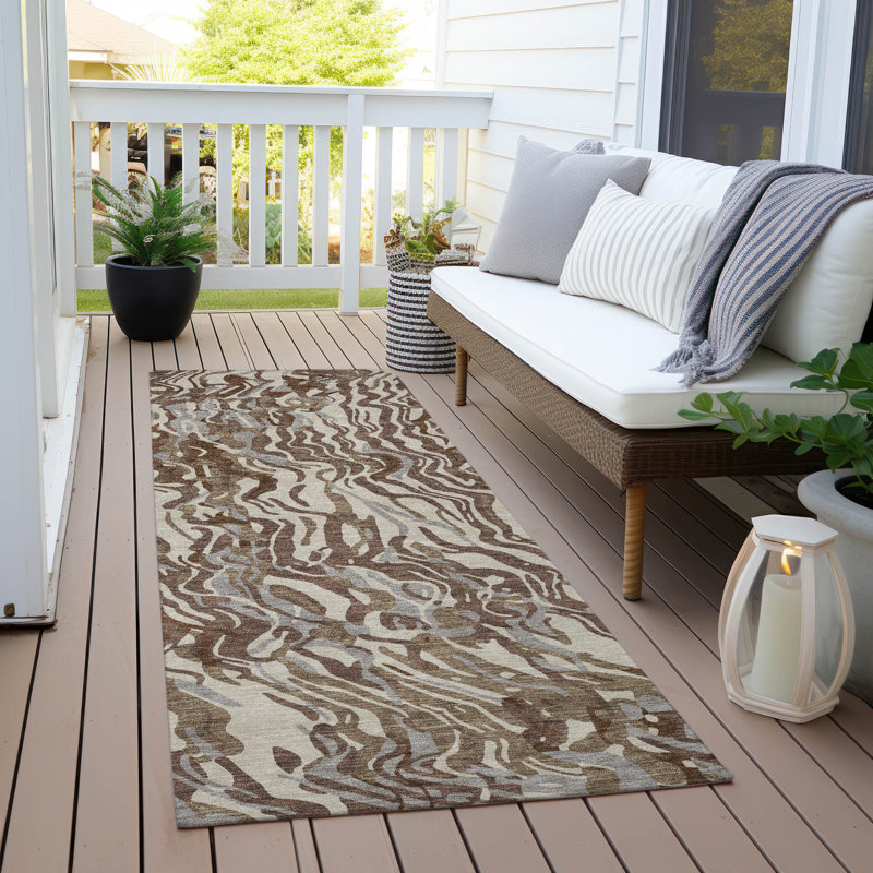 Machine Washable Indoor/Outdoor Chayden ACN1038 Beige Rug, Runner 2'3" x 7'6"