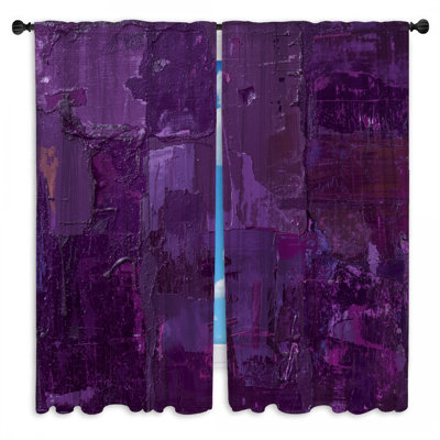 Rideaux de fenêtre mauve à motif abstrait texturé et obscurcissant - 2 panneaux