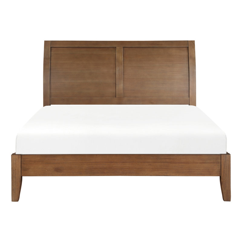 Brown Queen Platform Bed, Transitional Style With Headboard Brown, Featured