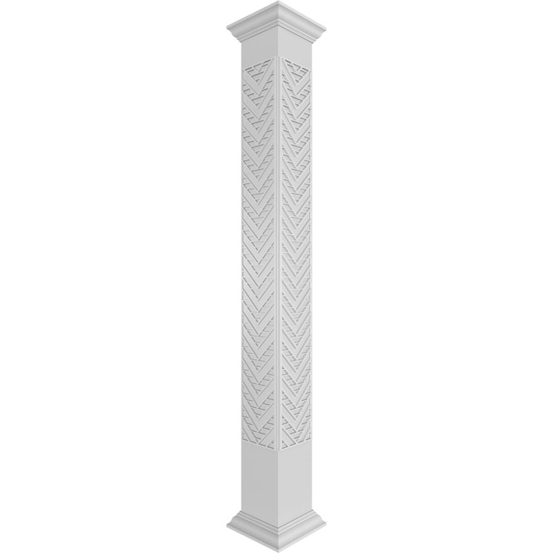 Gilcrest carré non effilé avec couronne et colonne de chantournage à couronne, H 108 po x l 11,625 po x P 11,625 po