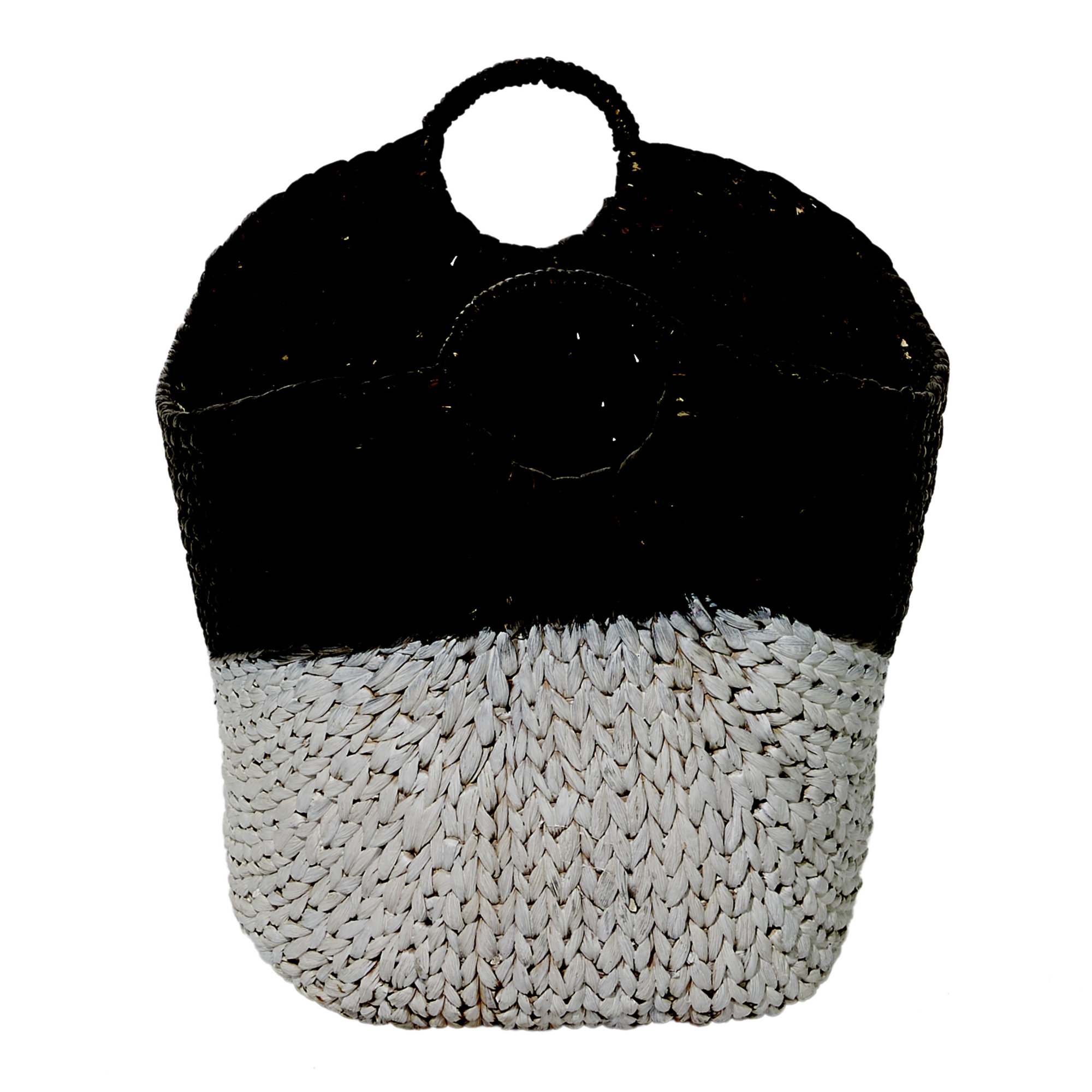 Superior Seagrass Basket, Black/White, 98.94
