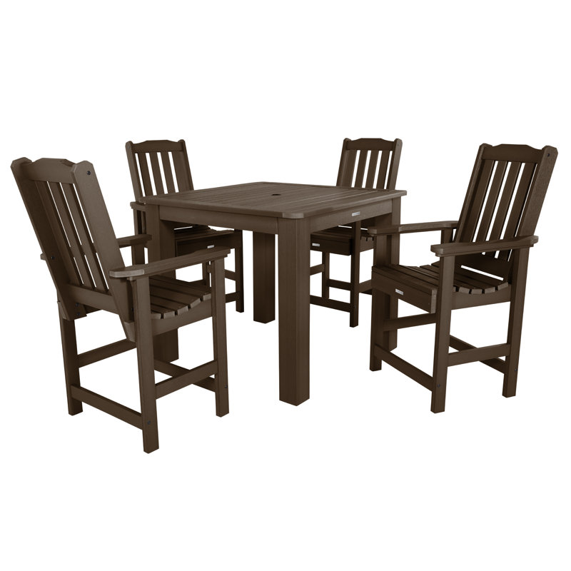 Arbnora 4-Person 42" Square, Counter-Height Outdoor Dining Set, Weathered Acorn, 42 x 42 x 36