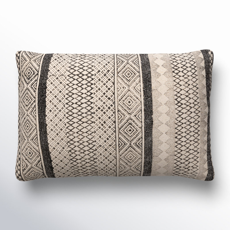 Zetta Rectangular Cotton, Polyester/Polyfill, Beige/Black