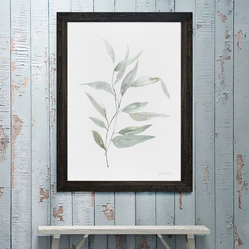 « ethereal eucalyptus ii »-impression du cadre sur verre, Encadré toile ébène, H 28 po x l 38 po x 1,25 po