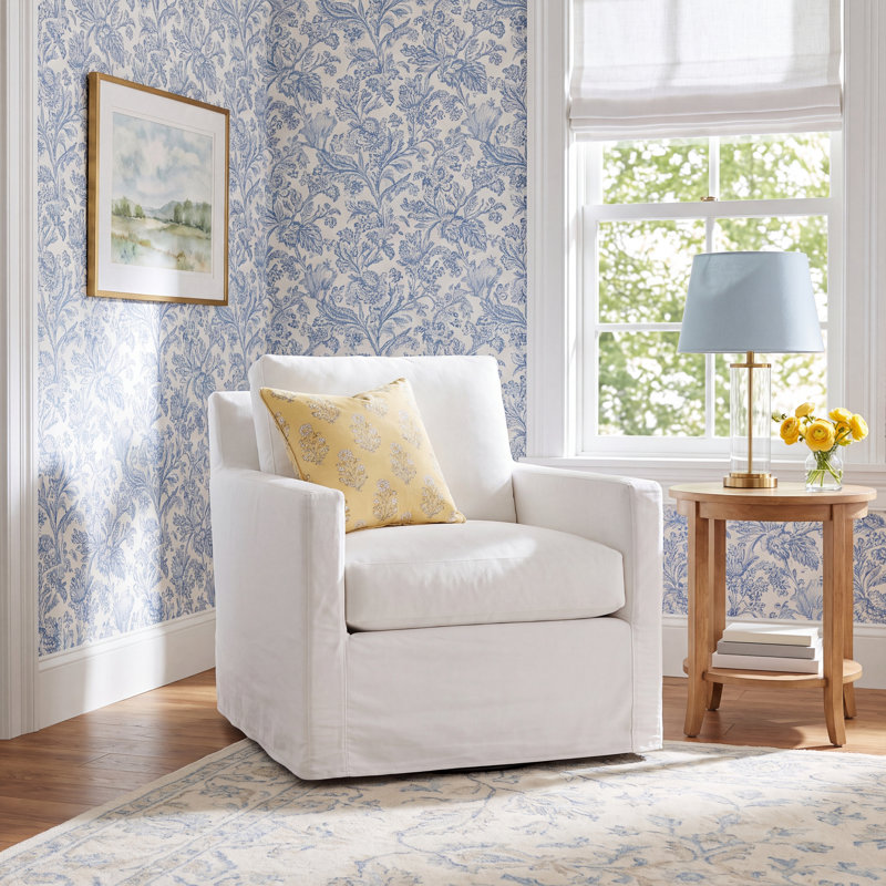 Savannah Cotton Slipcovered Armchair, Conversation Pearl Basketweave