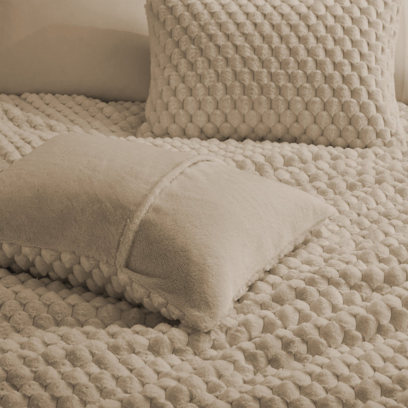 Ensemble de couette texturée et moelleuse avec taies d'oreiller, design à bulles ultra doux, ensemble de literie chaud et confortable