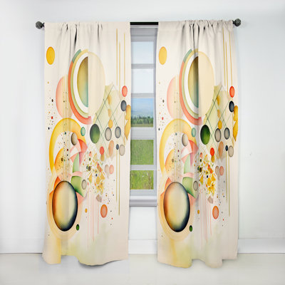Aynor - Yellow Multi Shape Abstract VII - Modern Velvet Curtain - Room Darkening - 1 panel