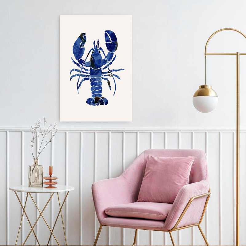 Aquarelle, homard bleu, homard abstrait, art mural, H 24 po x l 16 po