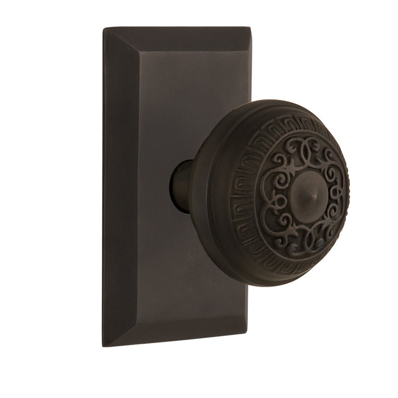 Studio Plate with Egg & Dart Door Knob, Oil-Rubbed Bronze