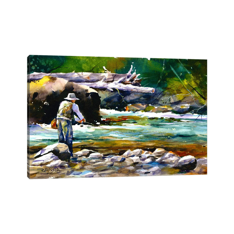 Fishing by Dean Crouser - Wrapped Canvas Painting, 66.04 cm H x 45.72 cm W x 3.175 cm D