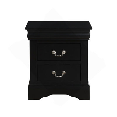 Table de chevet 2 tiroirs en bois avec finition noire