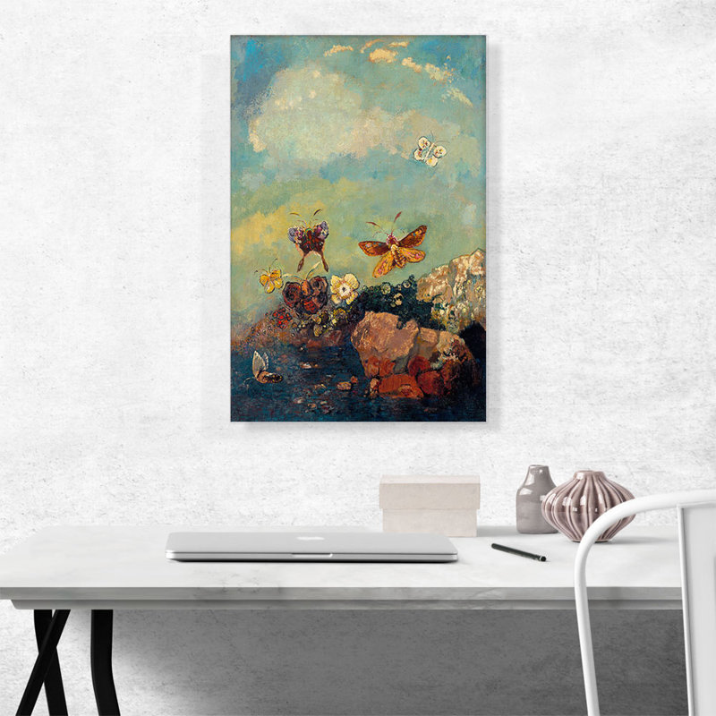 «Butterflies 1910» par Odilon Redon, reproduction d'art sur toile tendue, H 26 po x l 18 po x 1,5 po