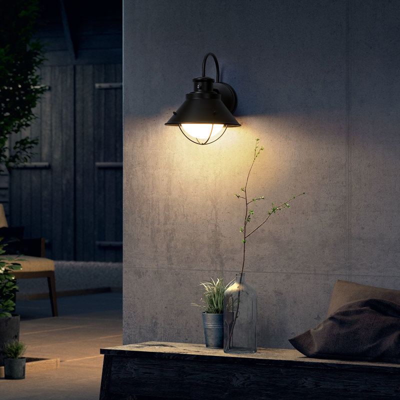 Nox Black 11" LED Outdoor Barn wall Light Frosted Glass with Photocell