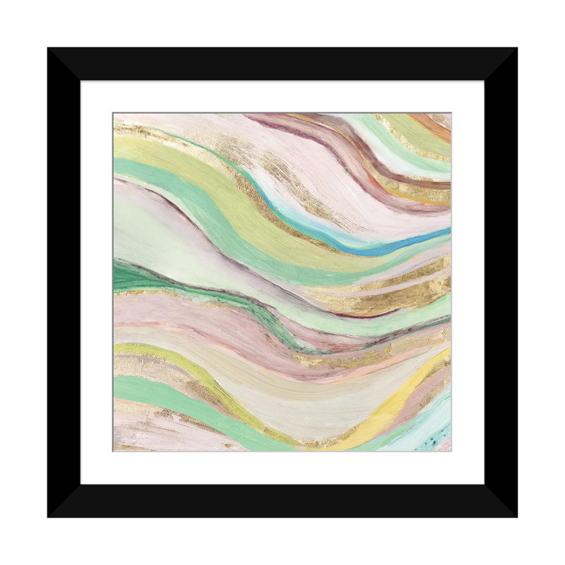 « pastels vagues i », impression sur toile, Papier d'art encadré noir, H 16 po x l 16 po x P 1 po