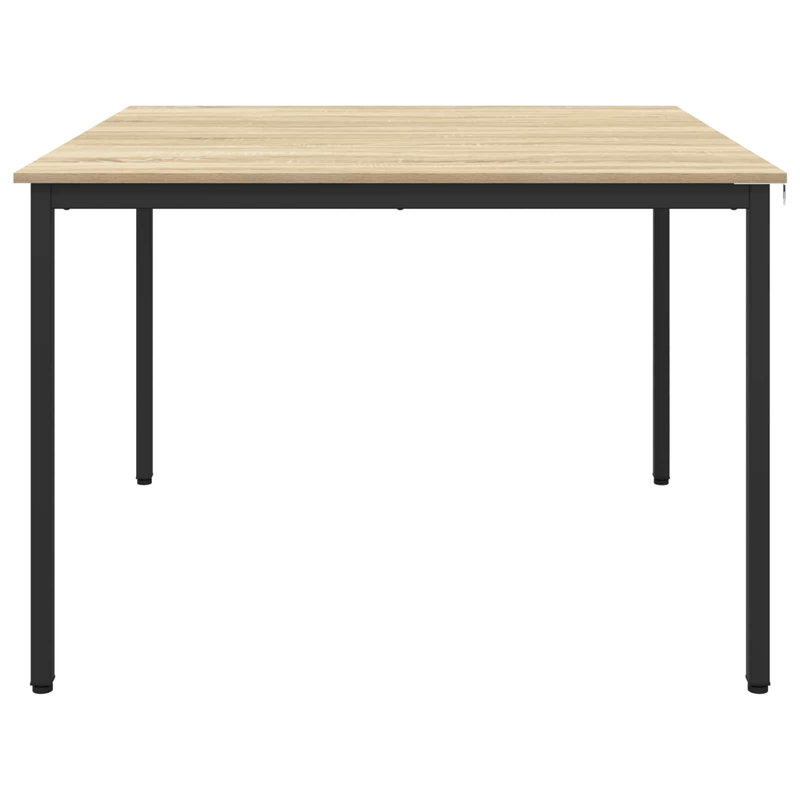Metal Base Dining Table, Oak, 75cmH x 110cmL x 110cmW
