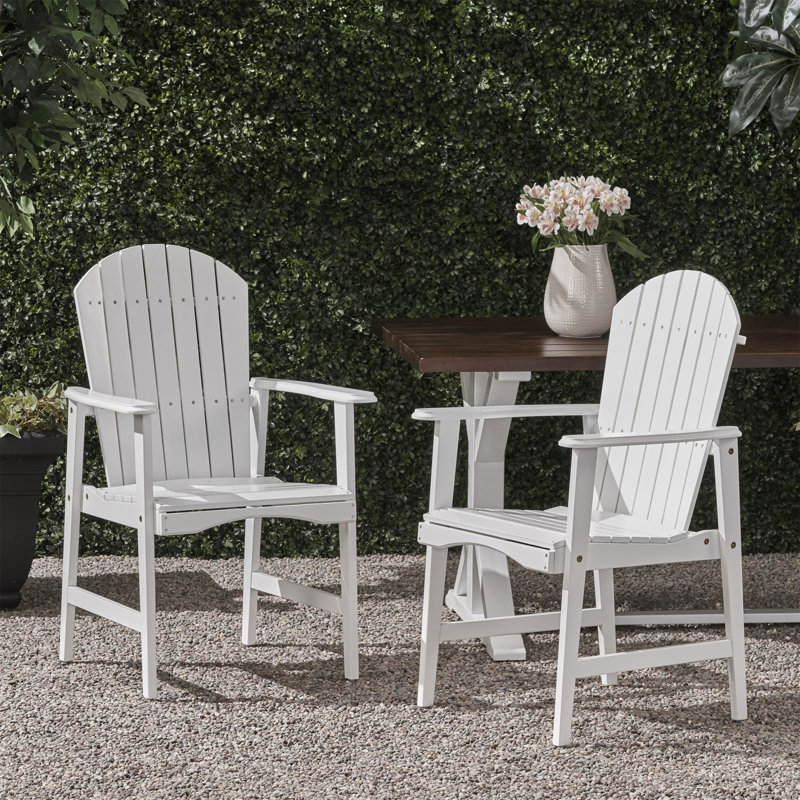 Outdoor Weather Resistant Acacia Wood Adirondack Dining Chairs (Set Of 2), White
