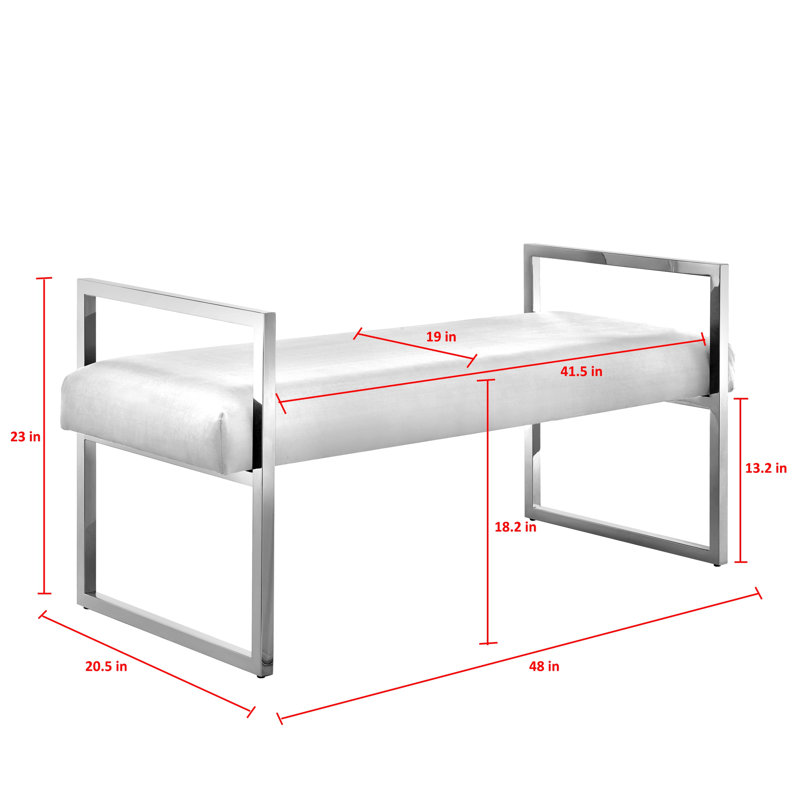 Banc en similicuir Tyshone, Gris/doré