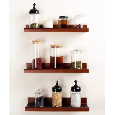 3 Piece Walnut Solid Wood Floating Shelf