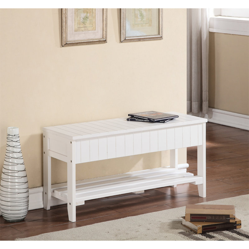 Banc à chaussures blanc en bois massif - Solution de rangement organisée